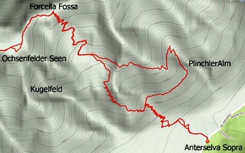 Grafico Sentiero 9 e 8-B per Forcella della Fossa