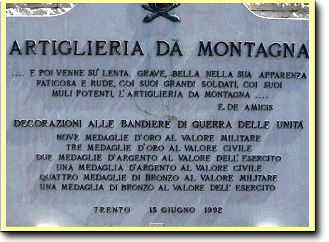 Lapide Artiglieria da Montagna